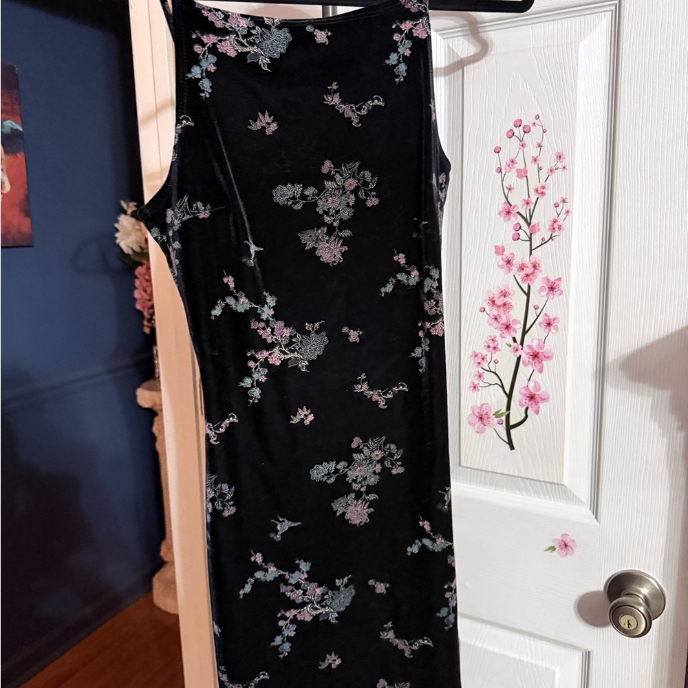 Floral Black Sleeveless Dress